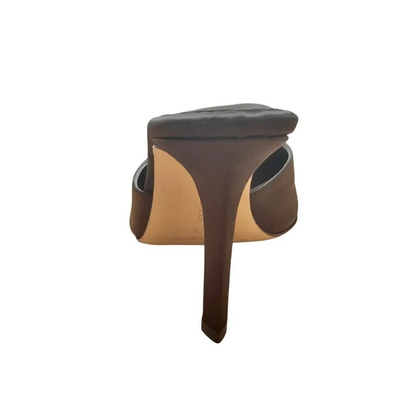 New GOOD AMERICAN Jeweled Glass Slipper Black Satin 4" Heel Mules Women's 9.5 - Picture 5 of 10